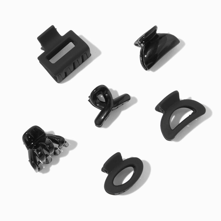 Black Matte &amp; Glossy Mixed Mini Hair Claws - 6 Pack,