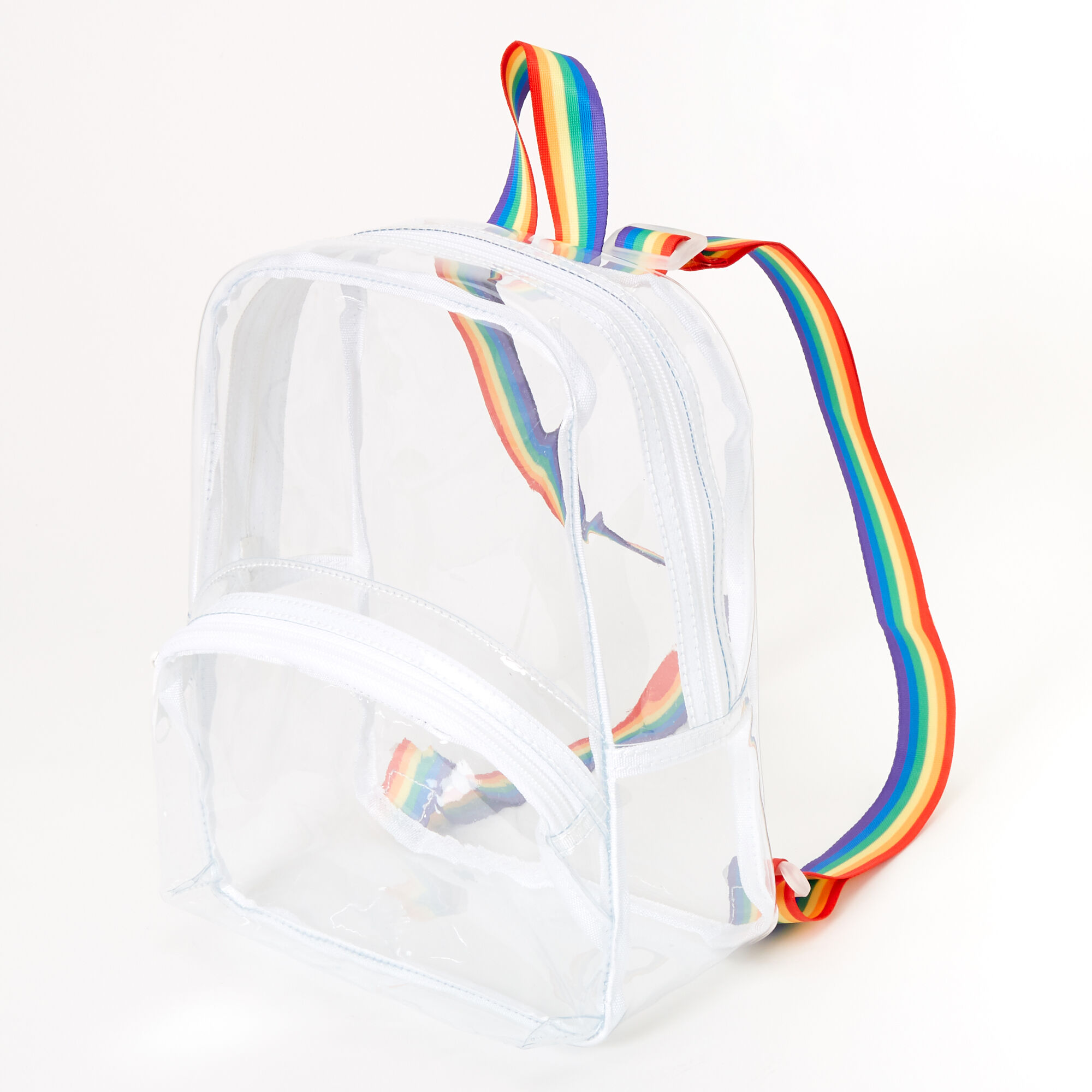 Transparent Rainbow Strap Small Backpack Clear