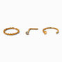 20G Gold-tone Titanium Crystal Stud &amp; Twisted Hoops - 3 Pack,