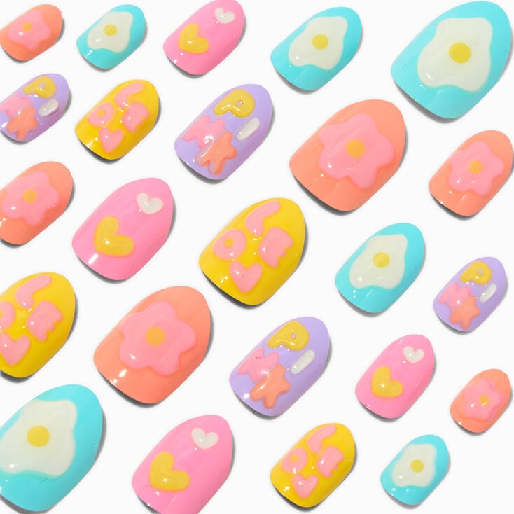 Puffy Icons Stiletto Press On Vegan Faux Nail Set - 24 Pack,