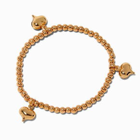 Gold-tone Heart Beaded Stretch Bracelet,