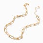 Gold-tone Large Paperclip Short Chain Necklace,