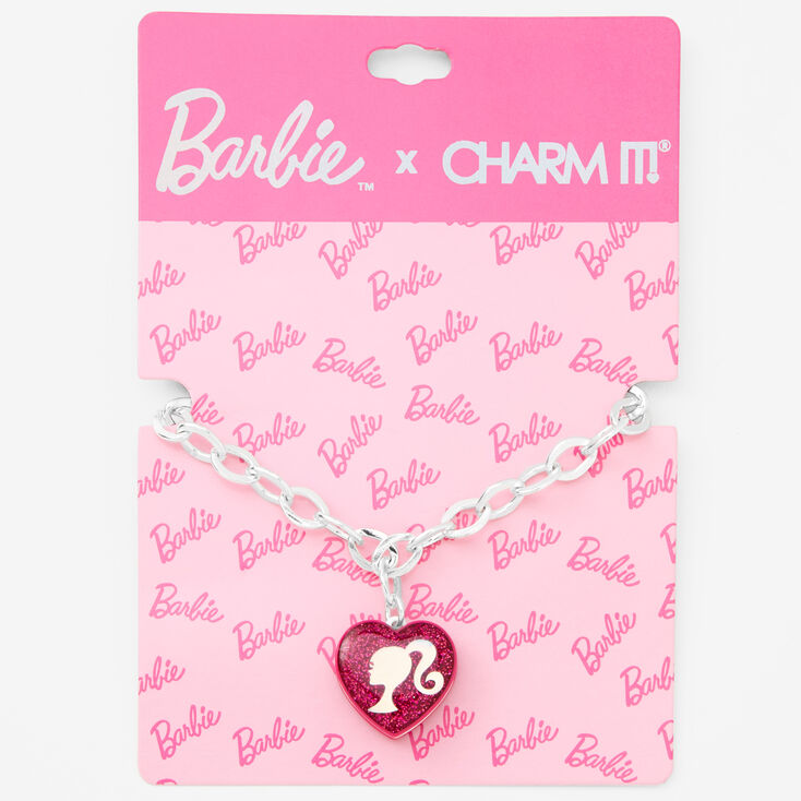 Barbie&trade; Pink Heart Silver Charm Bracelet,