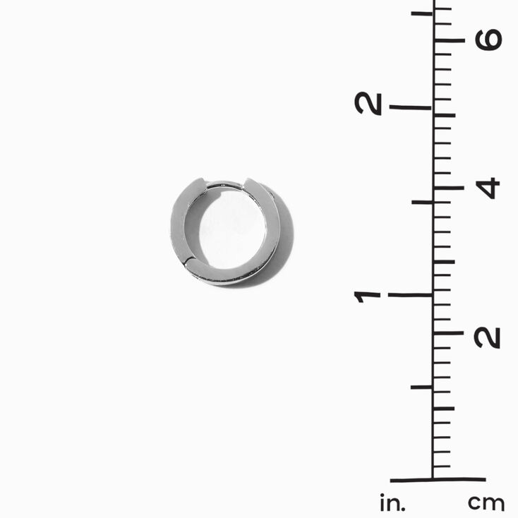 Silver Rhodium15MM Embellished Huggie Hoop Earrings,