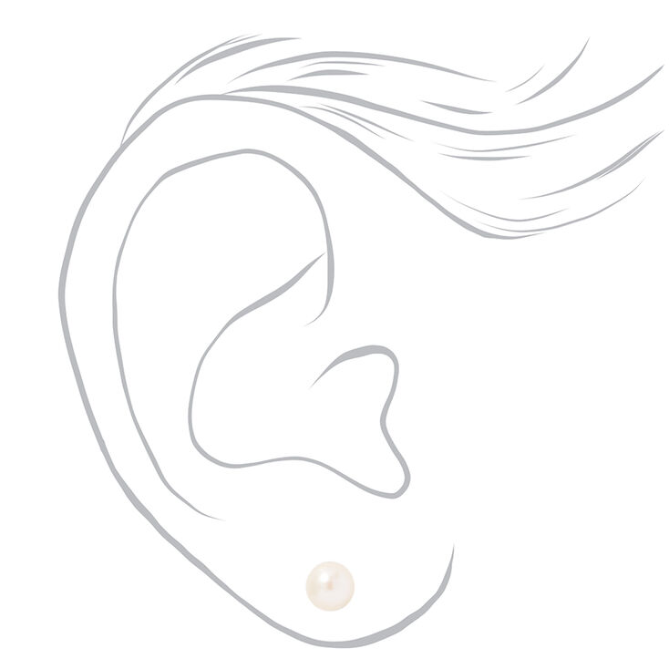 14kt White Gold 5mm Pearl Studs Ear Piercing Kit with Ear Care Solution,