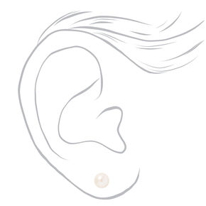 14kt White Gold 5mm Pearl Studs Ear Piercing Kit with Ear Care Solution,