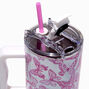 Pink Butterflies Stainless Steel Handled Tumbler,