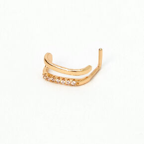 Gold-tone Dainty Crystal 20G Nose Ring,