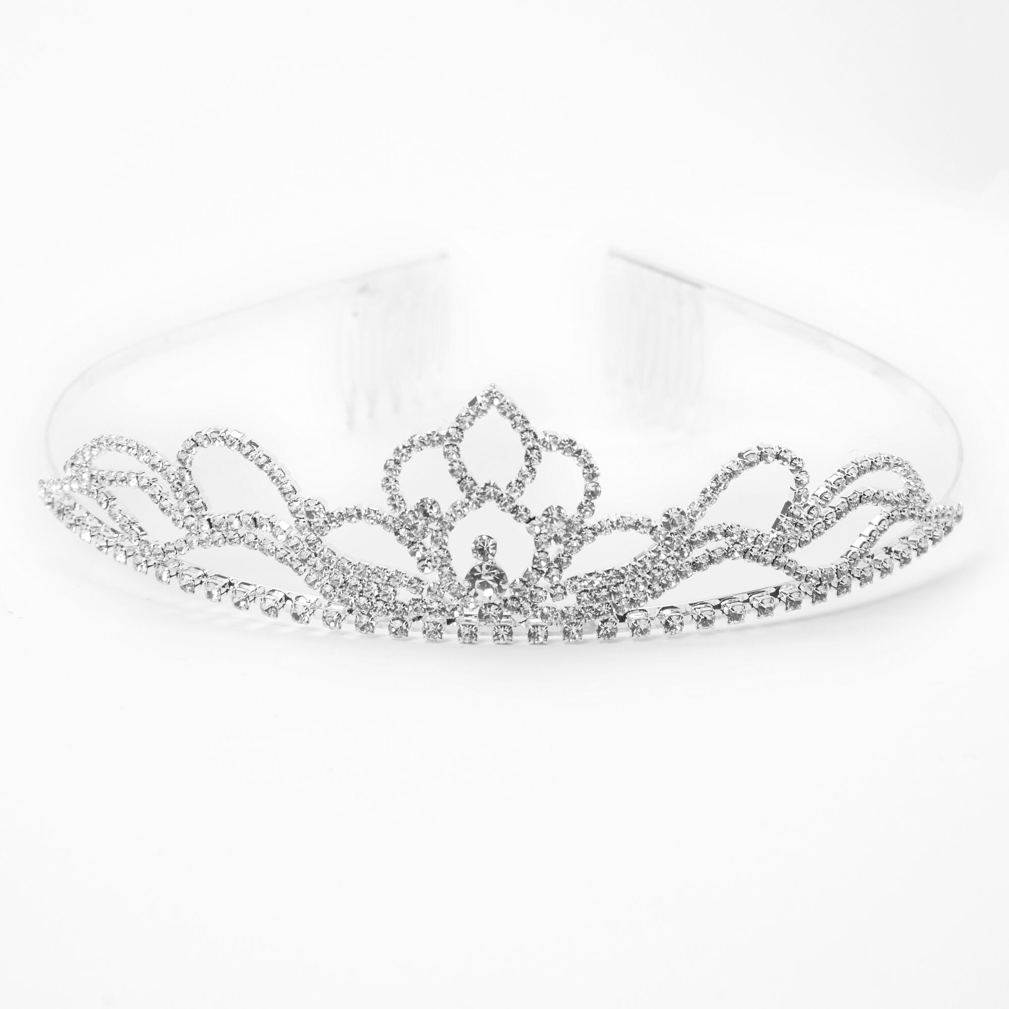 Diadème mini lotus avec strass couleur argentée,