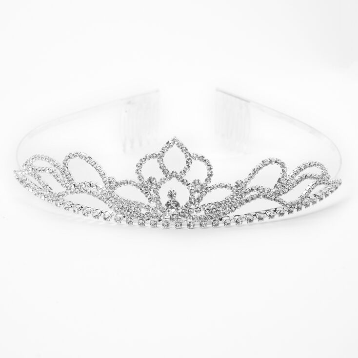 Silver Rhinestone Mini Lotus Tiara,