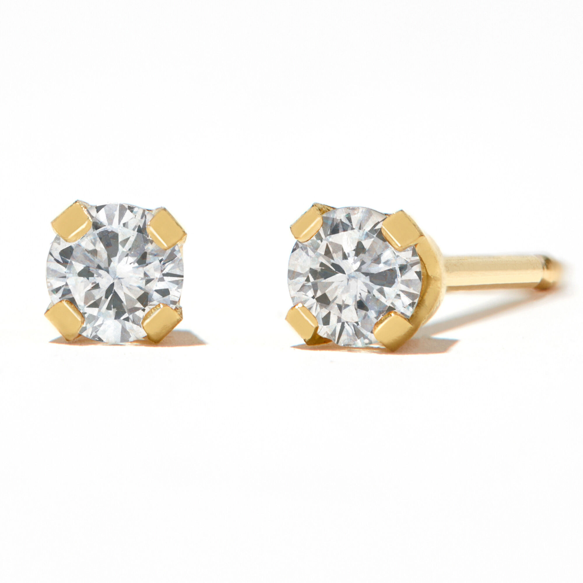 18K Gold Plated 5MM Cubic Zirconia Cupcake Stud Earrings | Claire's