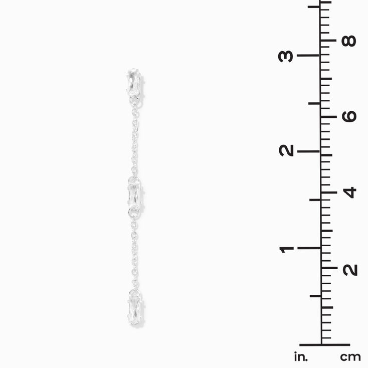 Silver Cubic Zirconia Baguette 2.5&quot; Linear Drop Earrings,