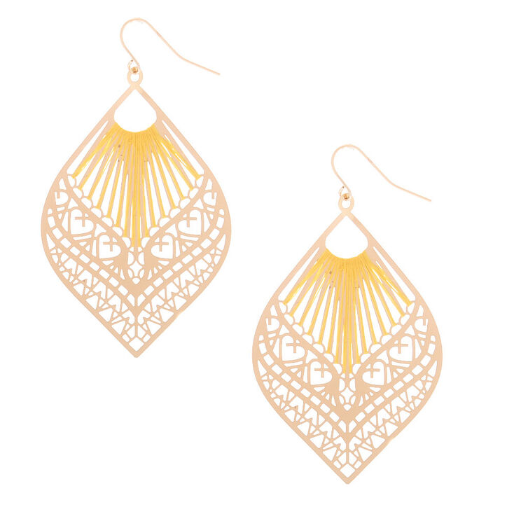 Claire's Pendantes filetées jaunes à motif en filigrane 6,3 cm couleur doré