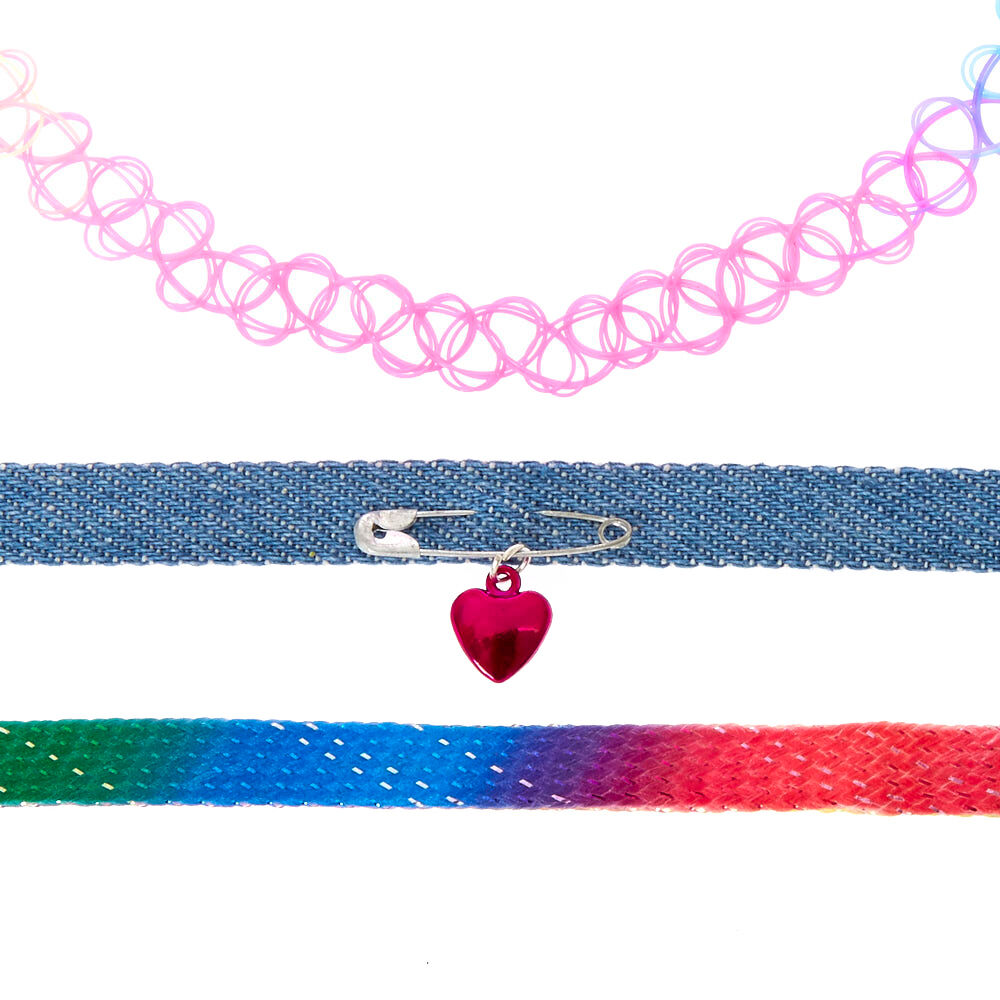 Rainbow Tattoo Fabric Choker Necklace