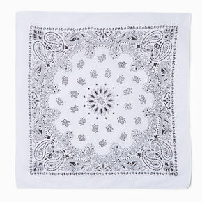 White Paisley Bandana Headwrap,