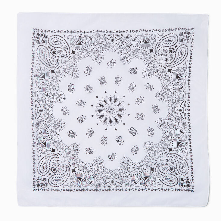 White Paisley Bandana Headwrap,