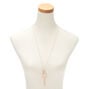 Rose Gold Leaf Filigree &amp; Butterfly Long Pendant Necklace,