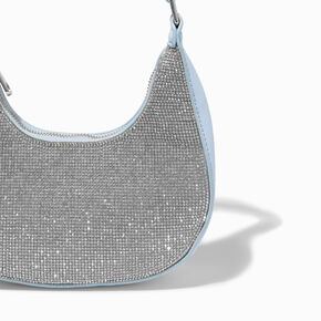 Rhinestone Studded Shoulder Bag - Light Blue,