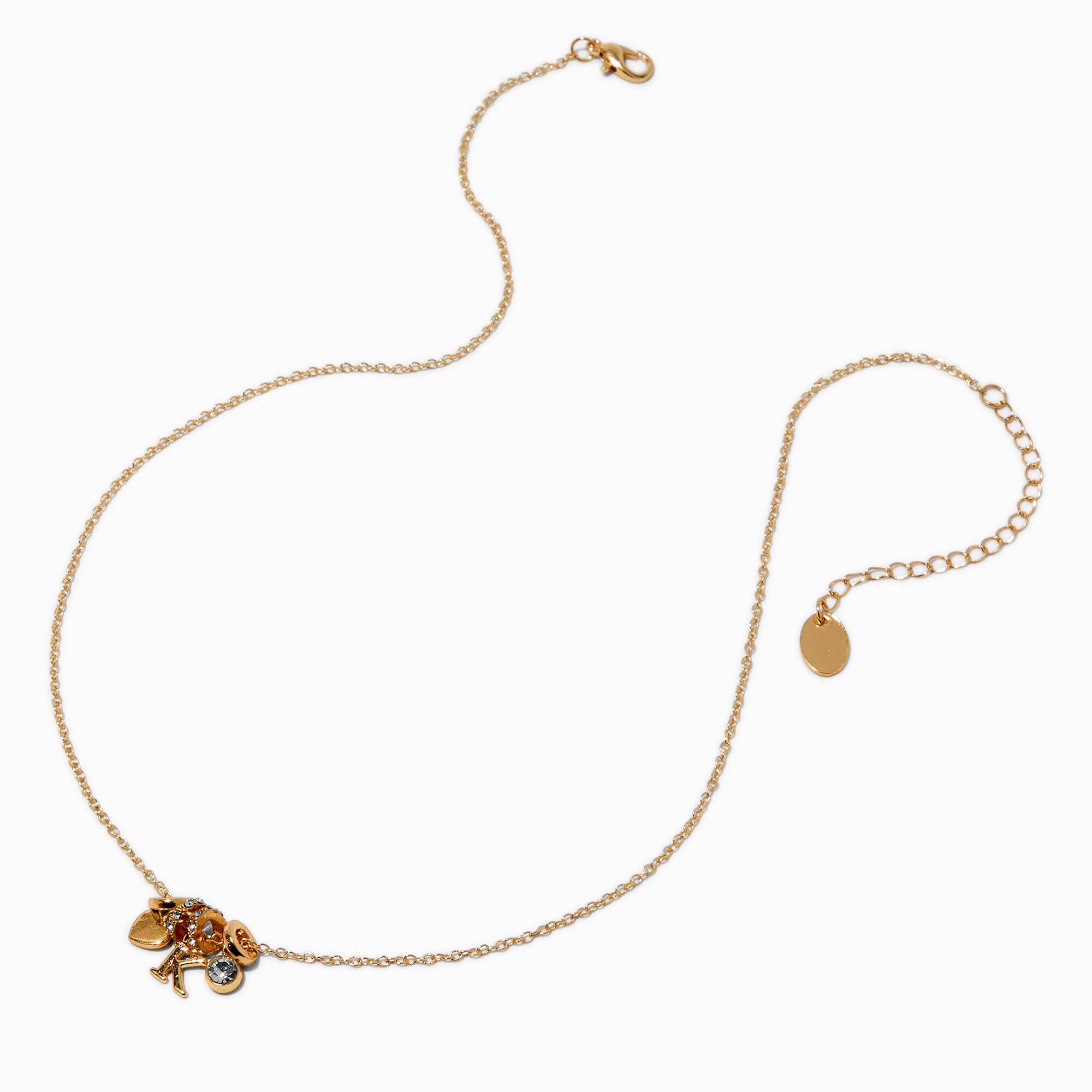 Gold-tone Initial Charm Pendant Necklace - K,