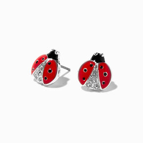Crystal Ladybug Stud Earrings,