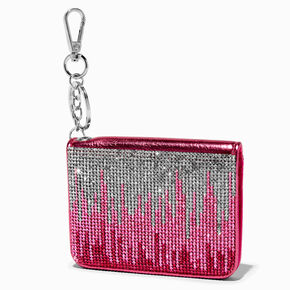 Porte-monnaie bling-bling effet d&eacute;grad&eacute; rose fuchsia,