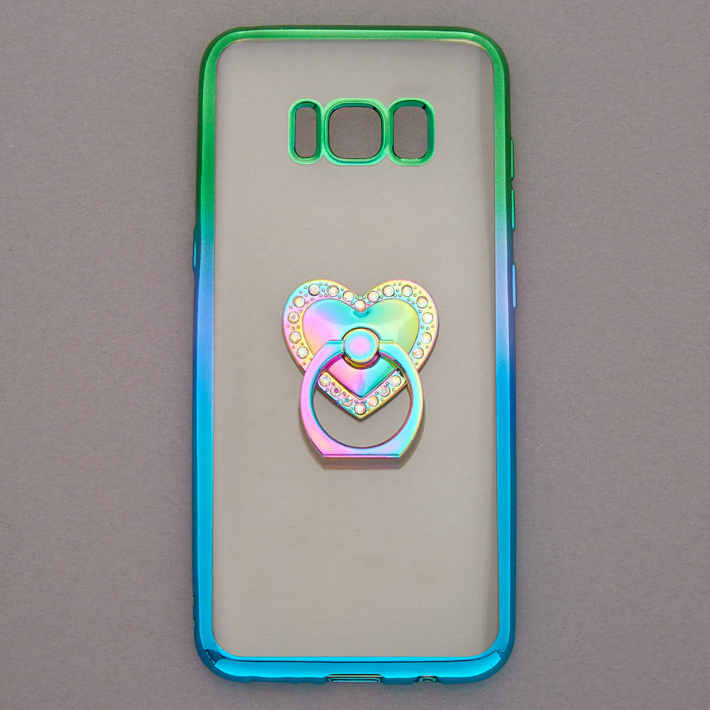 Anodized Heart Ring Stand Phone Case - Fits Samsung Galaxy S8,