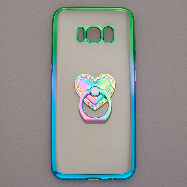 Coque de portable avec anneau de support c&oelig;ur anodis&eacute;e - Compatible avec Samsung Galaxy&nbsp;S8,