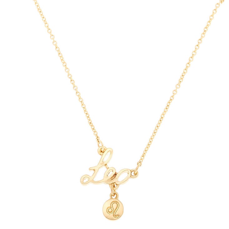 Gold Zodiac Pendant Necklace - Leo,