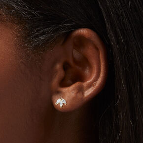 Gold Cubic Zirconia Lotus Stud Earrings,