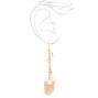 Gold 4&quot; Celestial Pearl Feather Drop Earrings,