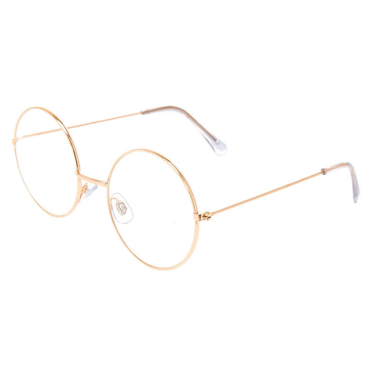 Gold Round Clear Lens Frames Claire S Us - roblox clear glasses
