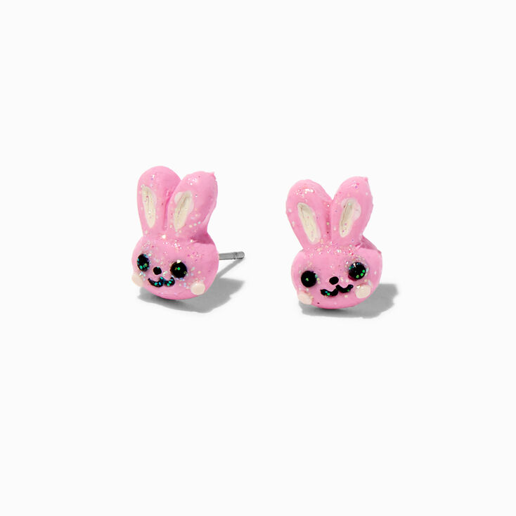 Clous d&#39;oreilles lapins roses,