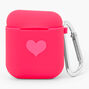 Neon Pink Heart Silicone Earbud Case Cover - Compatible With Apple AirPods,