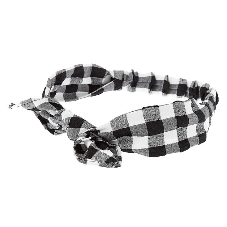 Claire's Bandeau à nœud noué vichy - Noir