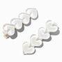 White Puffy Heart Hair Clips - 2 Pack,