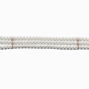 Gold-tone Pearl Multi-Strand Choker Necklace ,