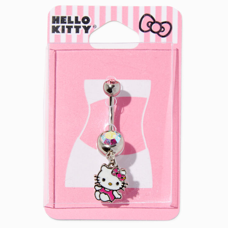 Natur Rejsende Lege med Hello Kitty® Silver 14G Iridescent Stone Charm Belly Ring | Claire's US