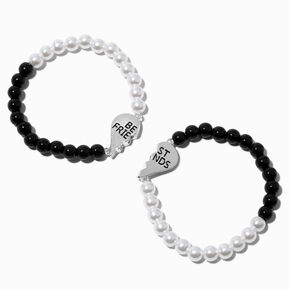 Kasey - Bracelet d'amitié - Bracelet BFF pour 2 - Best Friends - Zwart/ Wit