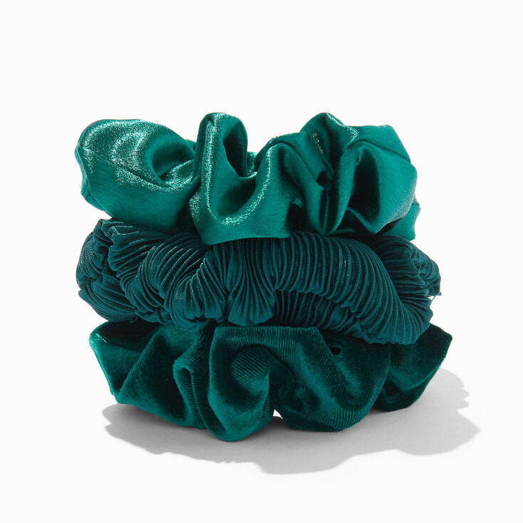 Emerald Mixed Hair Scrunchies - 3 Pack,