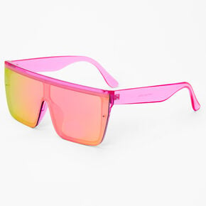 Neon Pink Shield Sunglasses,