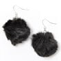Silver 2&quot; Pom Pom Drop Earrings - Black,