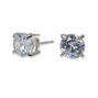 Silver-tone Cubic Zirconia 5mm Round Stud Earrings,