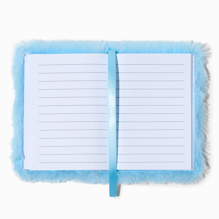 Cahier mini journal bleu en fausse fourrure &laquo;&nbsp;Head in the Clouds&nbsp;&raquo;,