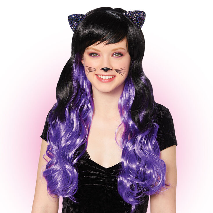 Perruque Bouclee Noire Avec Oreilles De Chat Claire S Fr