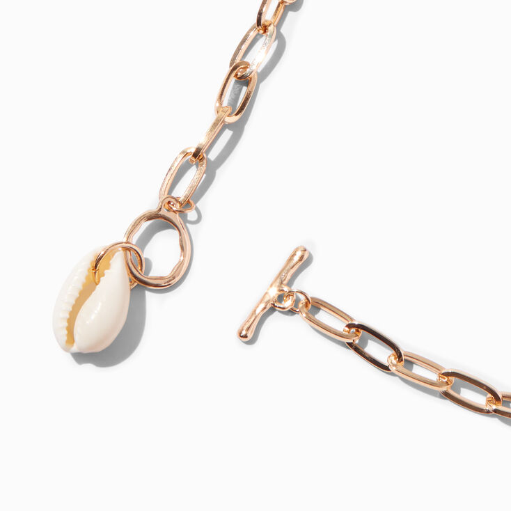 Gold-tone Seashell Toggle Pendant Necklace,