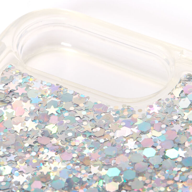 Smile Silver Glitter Liquid Fill Phone Case - Fits iPhone 6/7/8 Plus,
