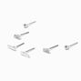 Silver-tone Stacked Bars Stud Earrings - 3 Pack,