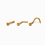 20G Gold-tone Titanium Ball Nose Studs - 3 Pack,