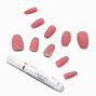 Matte Mauve Gem Coffin Vegan Faux Nail Set - 24 Pack,