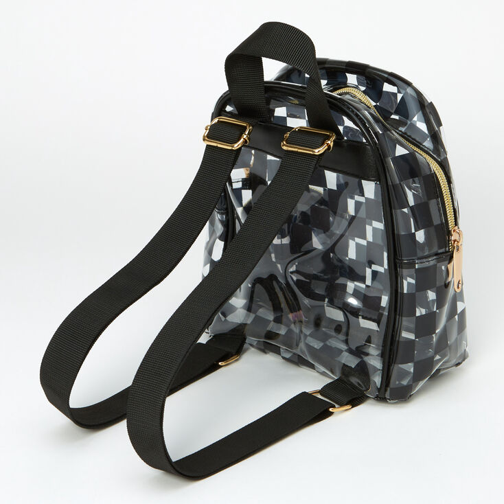 Black Checkerboard Clear Small Backpack,